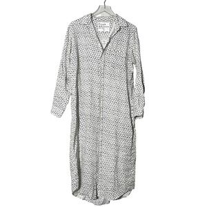 Frank Eileen Rory Linen Midi Geometric Shirt Dress Size M Black White
